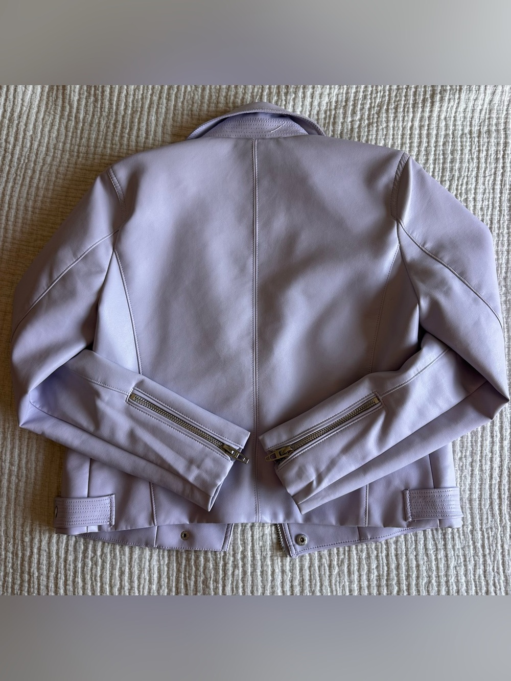 Women’s Blank NYC Moto Biker Jacket Vegan Leather Lavender Medium - Picture 10 of 12